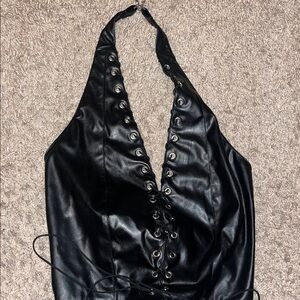 Fashion Nova Black Faux Leather Top